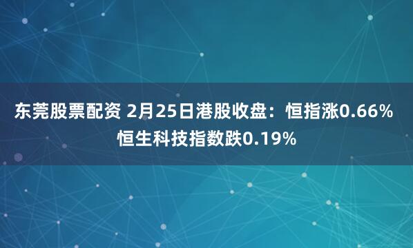 东莞股票配资 2月25日港股收盘：恒指涨0.66% 恒生科技指数跌0.19%